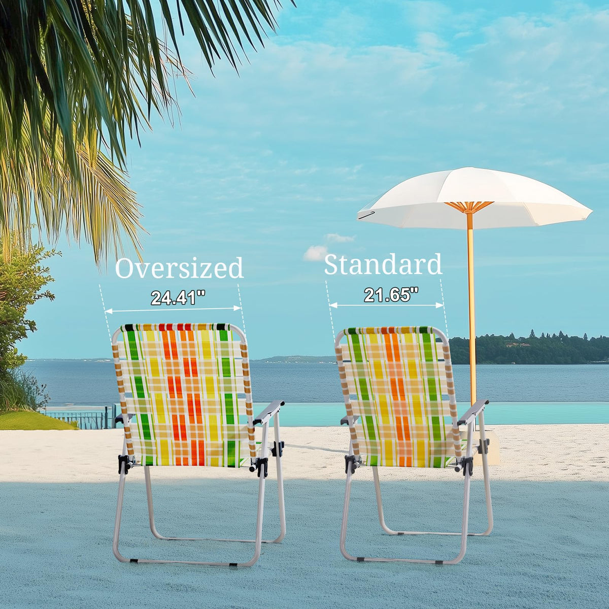 Oversize Webbed Folding Lawn Chair Set of 2 Yellow & Green E3503