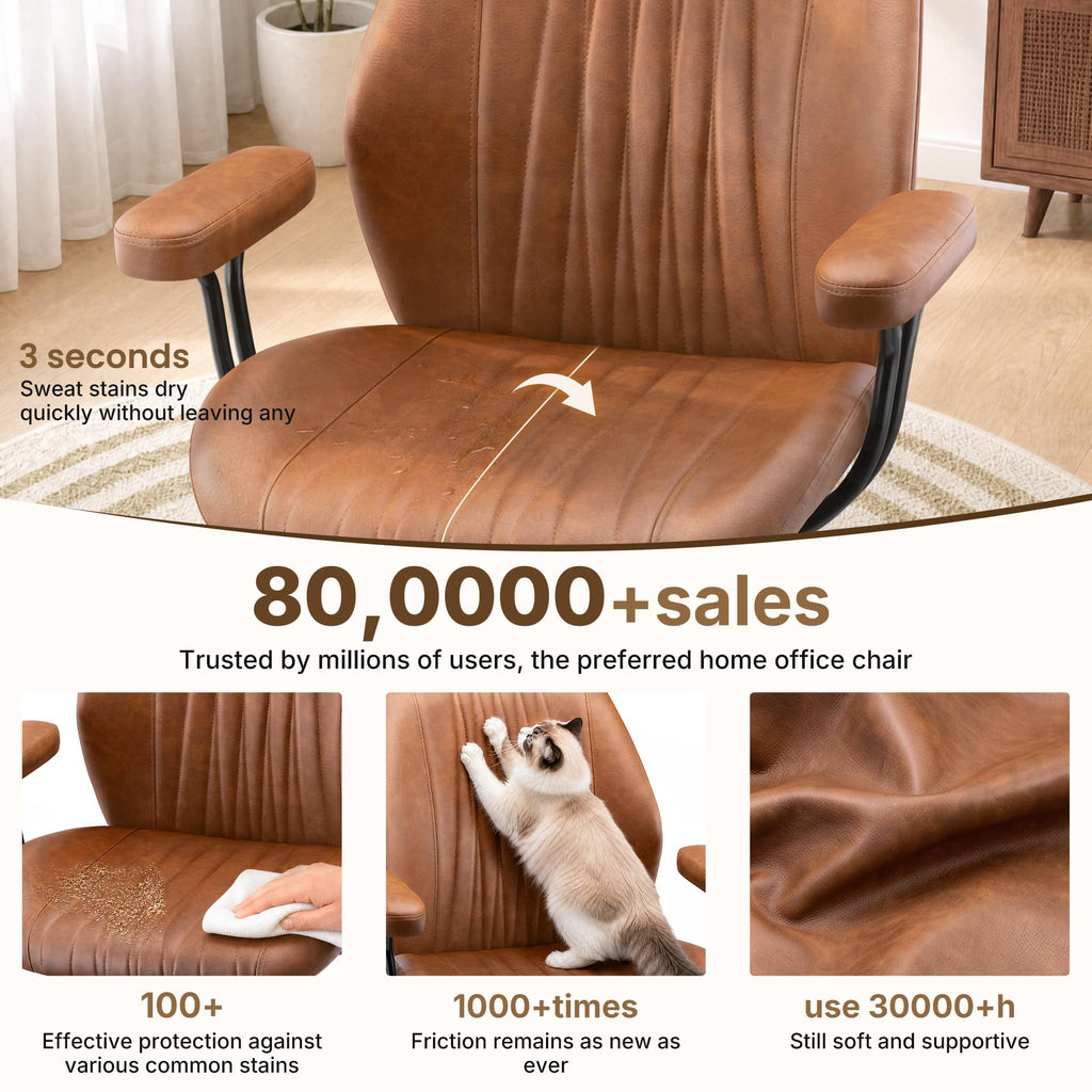 Brown Leather Ergonomic Office Chair O5891