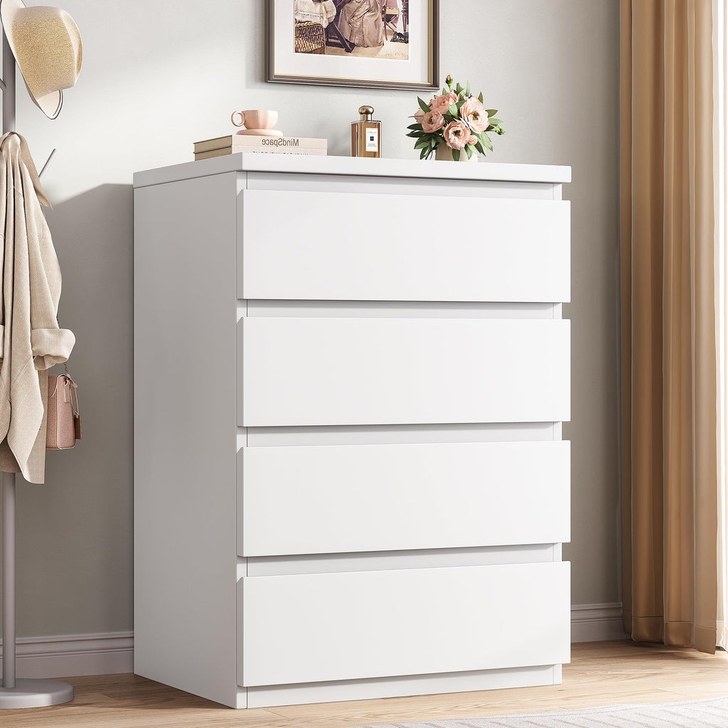 White 4 Drawer Wood Dresser T35717