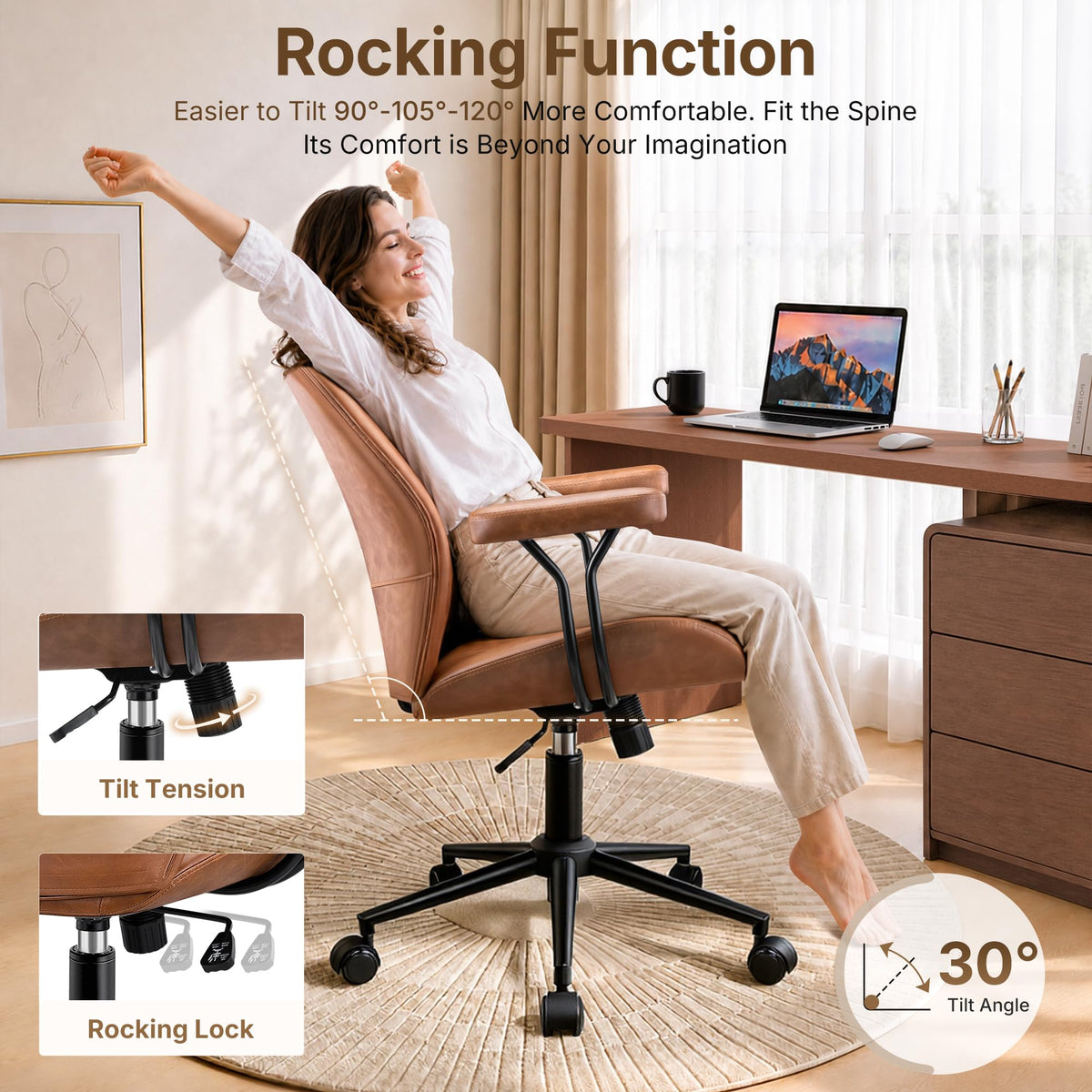 Brown Leather Ergonomic Office Chair O5891