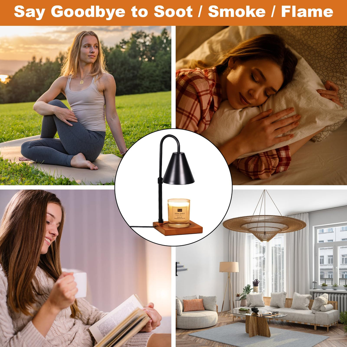 Candle Warmer Lamp with Timer, Adjustable Height Dimmable, 2 Bulbs K6716