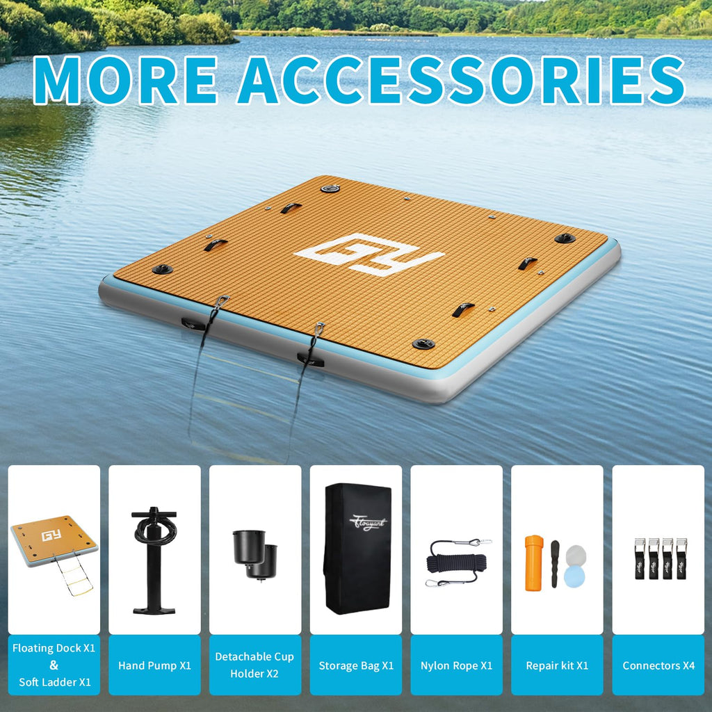 7×7' Inflatable Floating Dock with Soft Ladder W204024