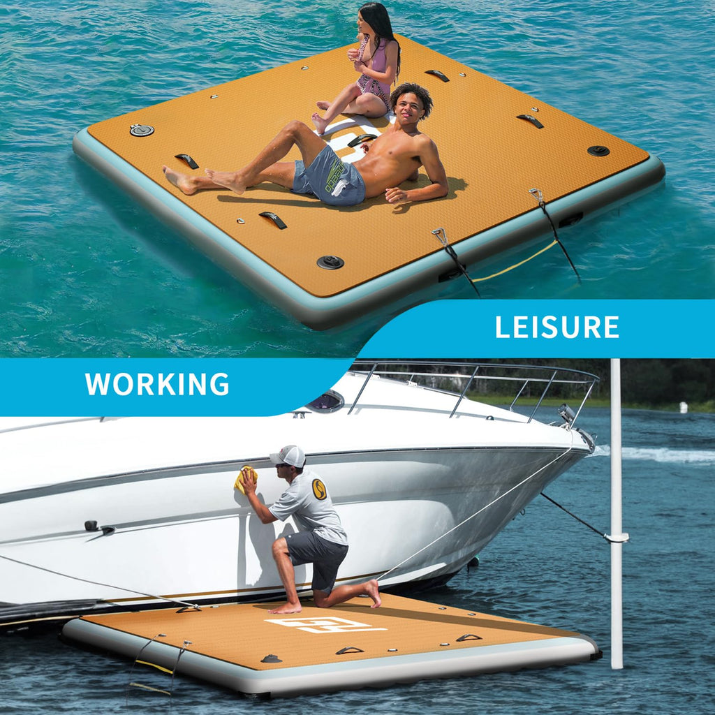 7×7' Inflatable Floating Dock with Soft Ladder W204024