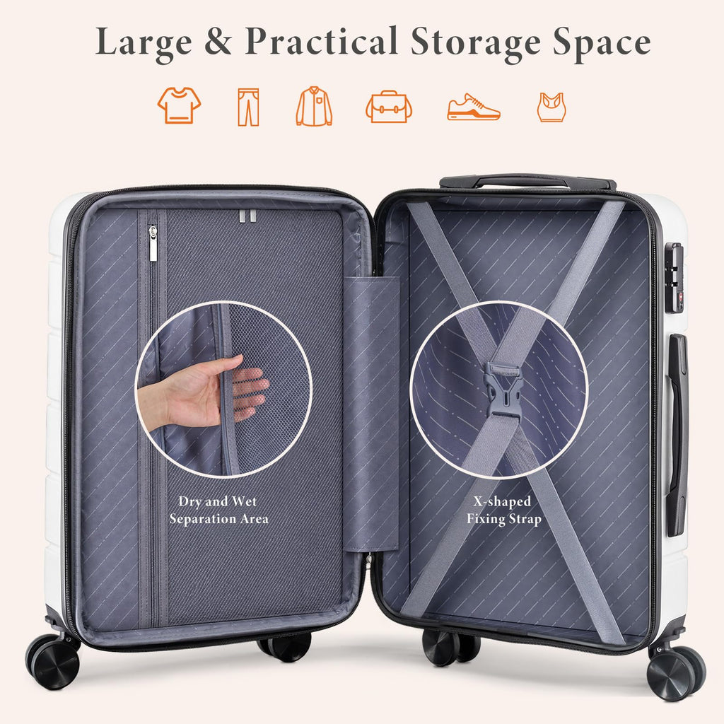 20 Inch White Hard Shell Suitcase G2798