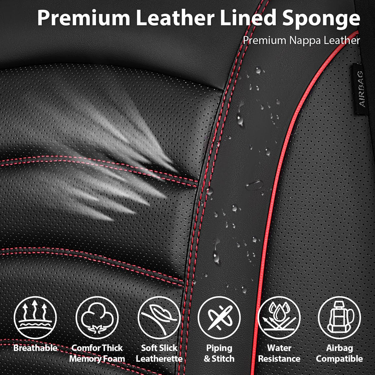 3D Foam PU Leather Car Seat Covers Full Set C89548
