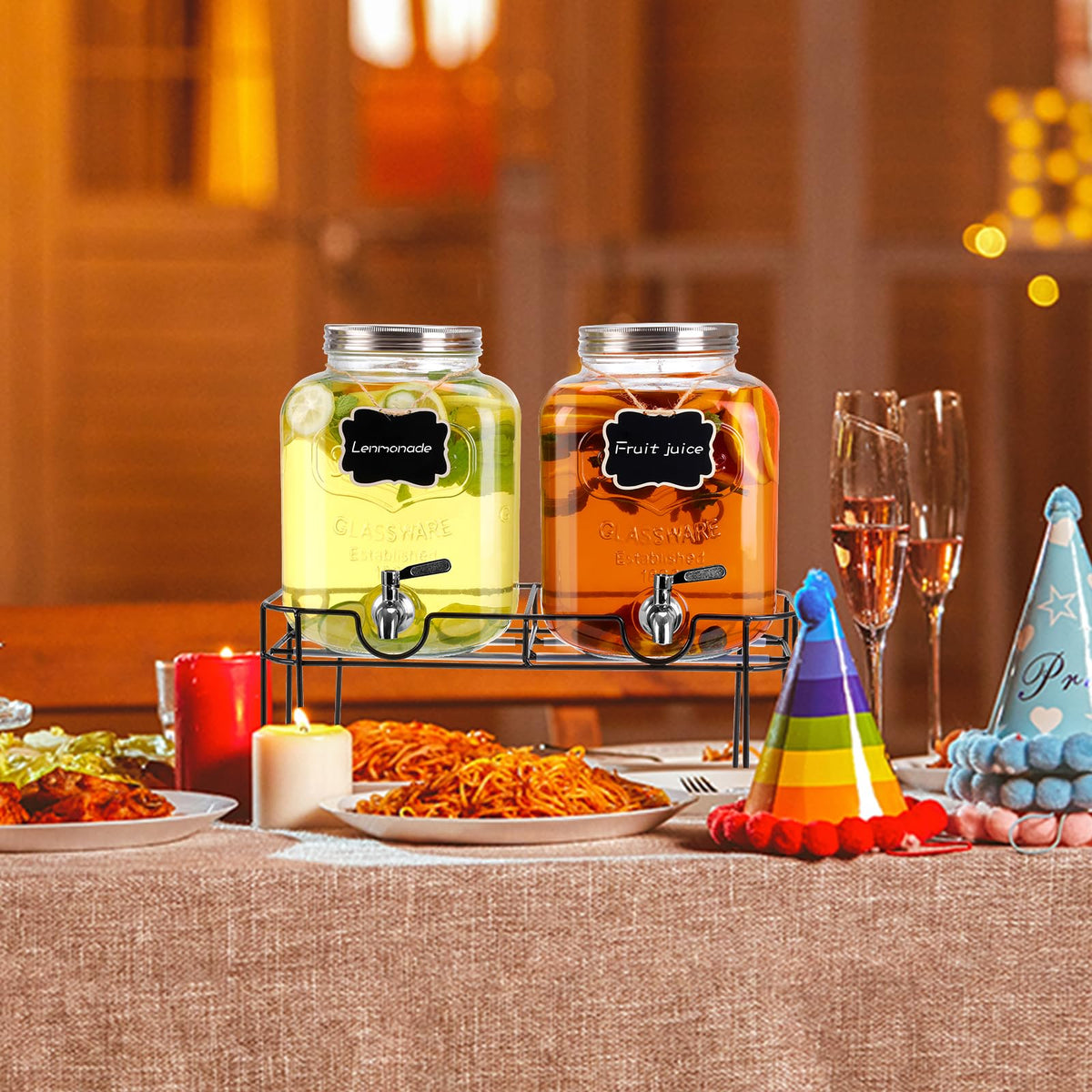 1.6 Gallon Glass Beverage Dispenser with Stand J23269