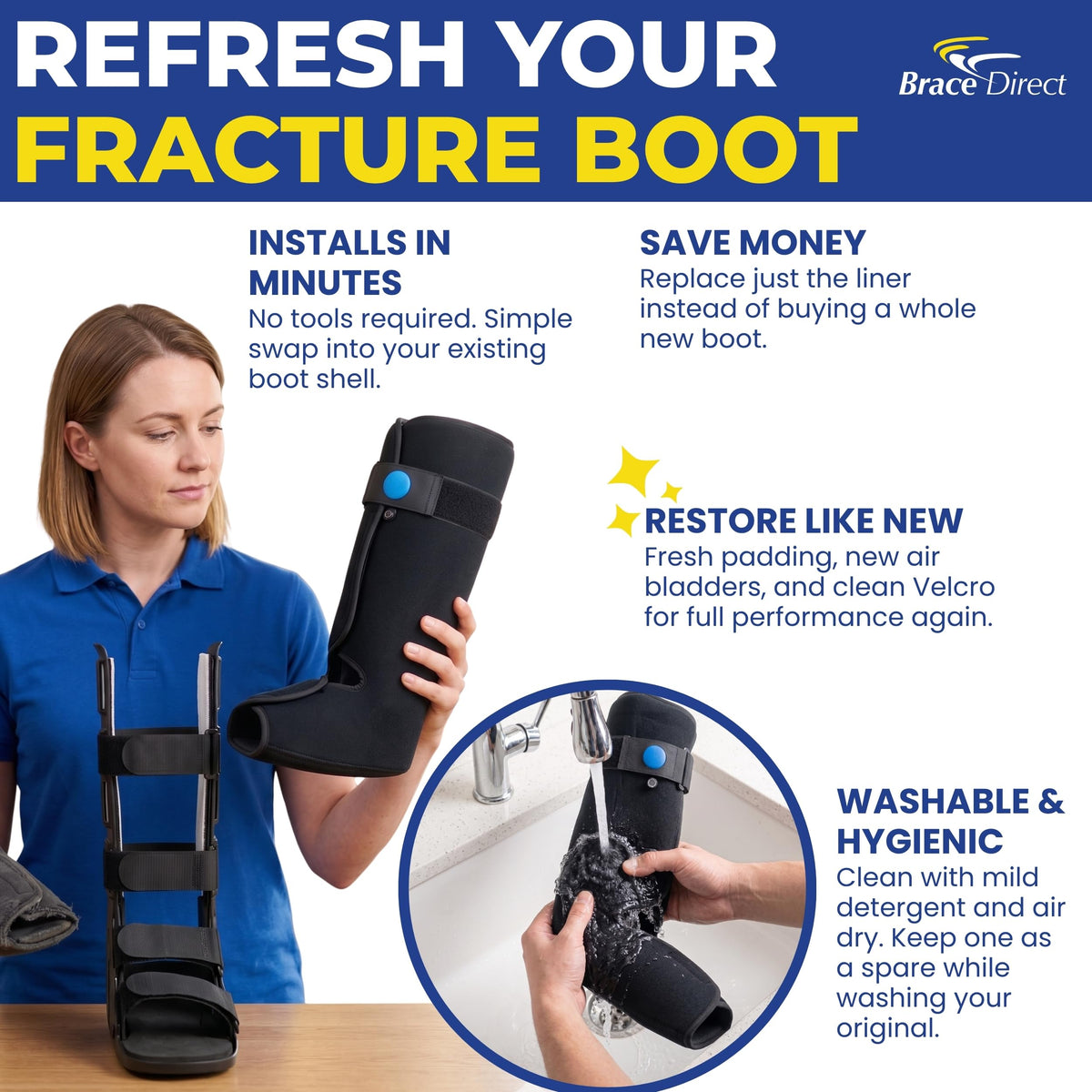 Tall Walking Boot Replacement Liner with Air Pump Bladder C2880