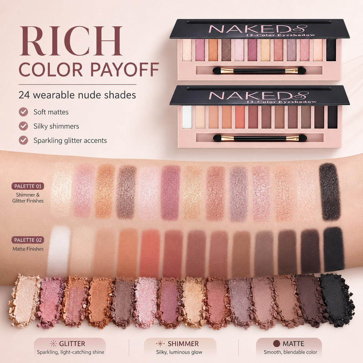 2 Pack Shimmer & Matte Eyeshadow Palette E380