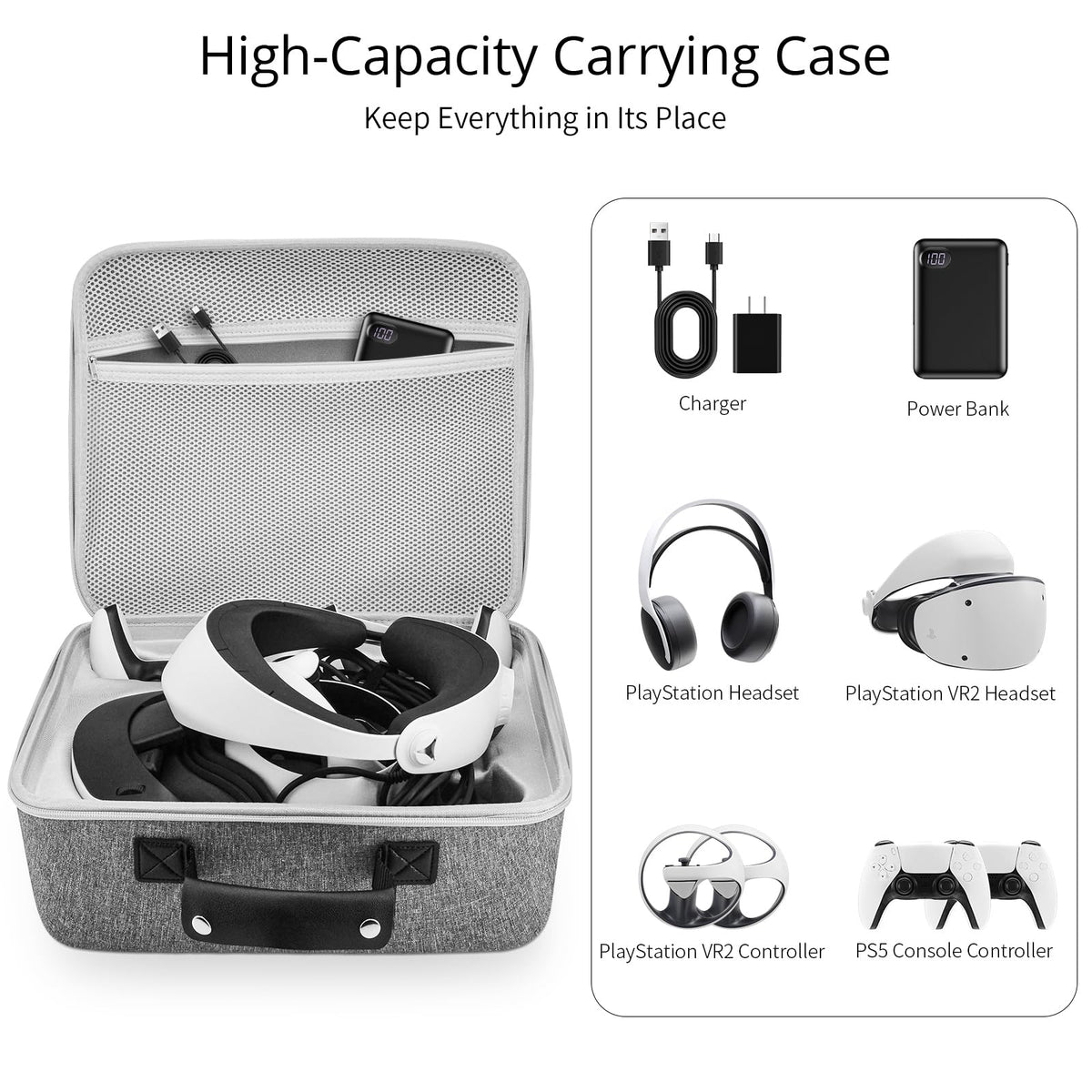Grey Portable Hard Case for Gaming Headset and Touch Controllers Q278288