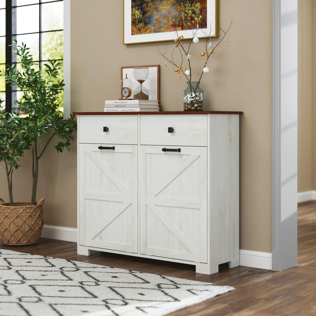 White 20 Gallon Tilt Out Trash Cabinet Q879