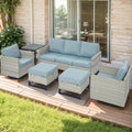 6 Piece Wicker Patio Conversation Set with Swivel Rocker Chairs and Ottoman M1864