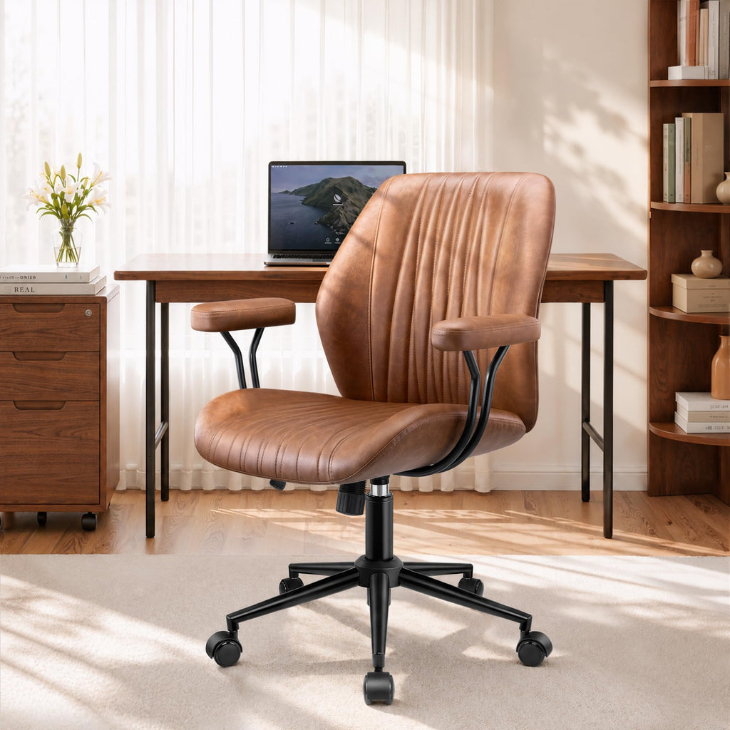 Brown Leather Ergonomic Office Chair O5891