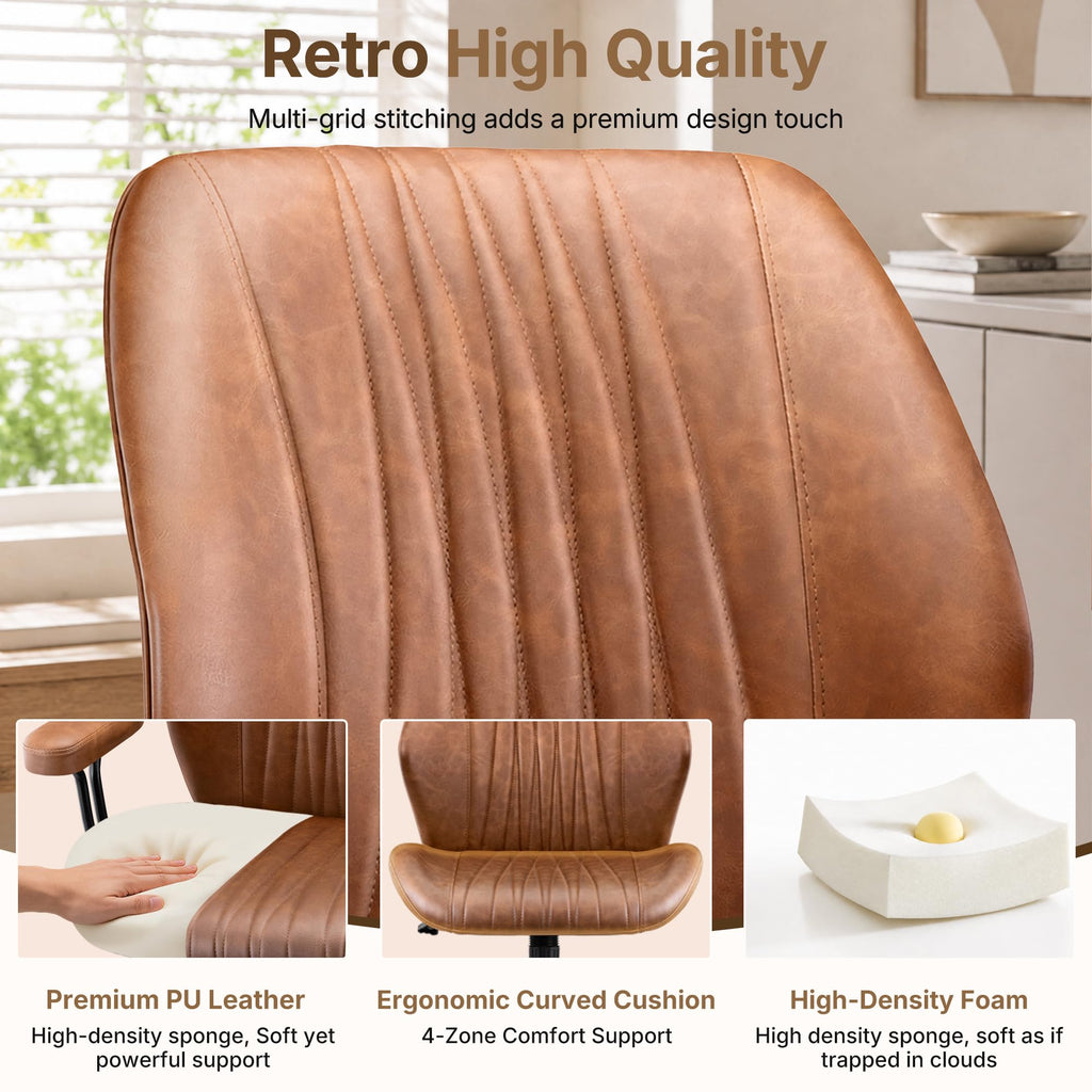 Brown Leather Ergonomic Office Chair O5891
