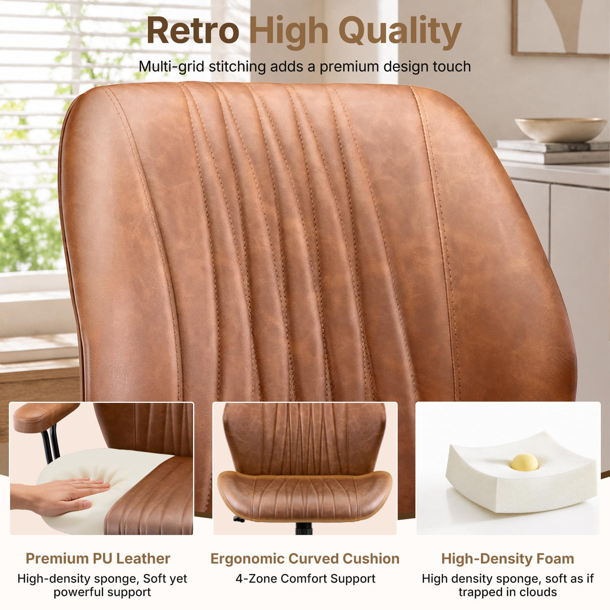 Brown Leather Ergonomic Office Chair O5891