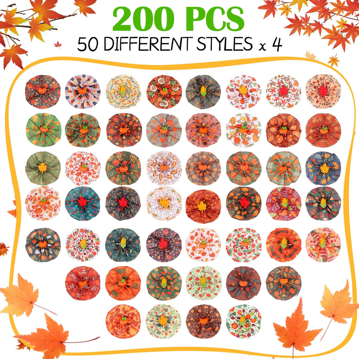 200 Pcs Fall Dog Collar Flowers Charms Bulk C9251
