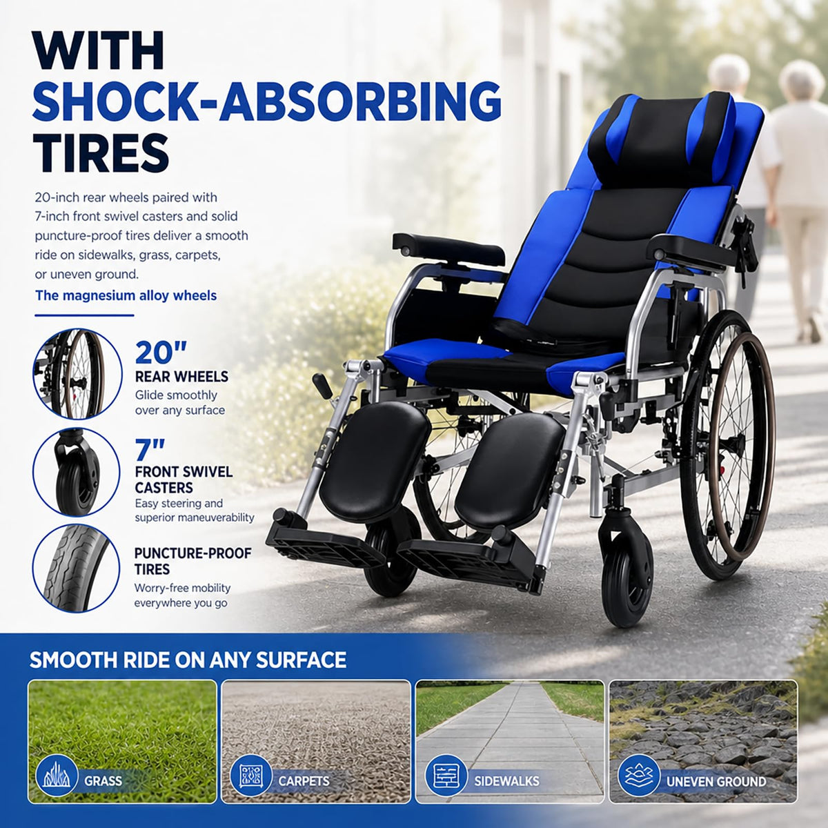 High Back Reclining Wheelchair with Elevating Leg Rests D279130