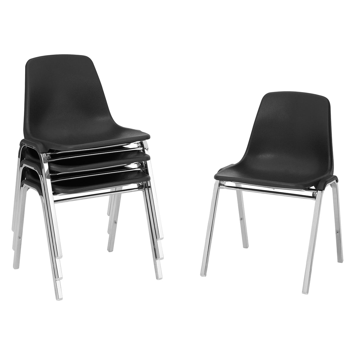 4 Pack Black Poly Shell Stacking Chair R64170