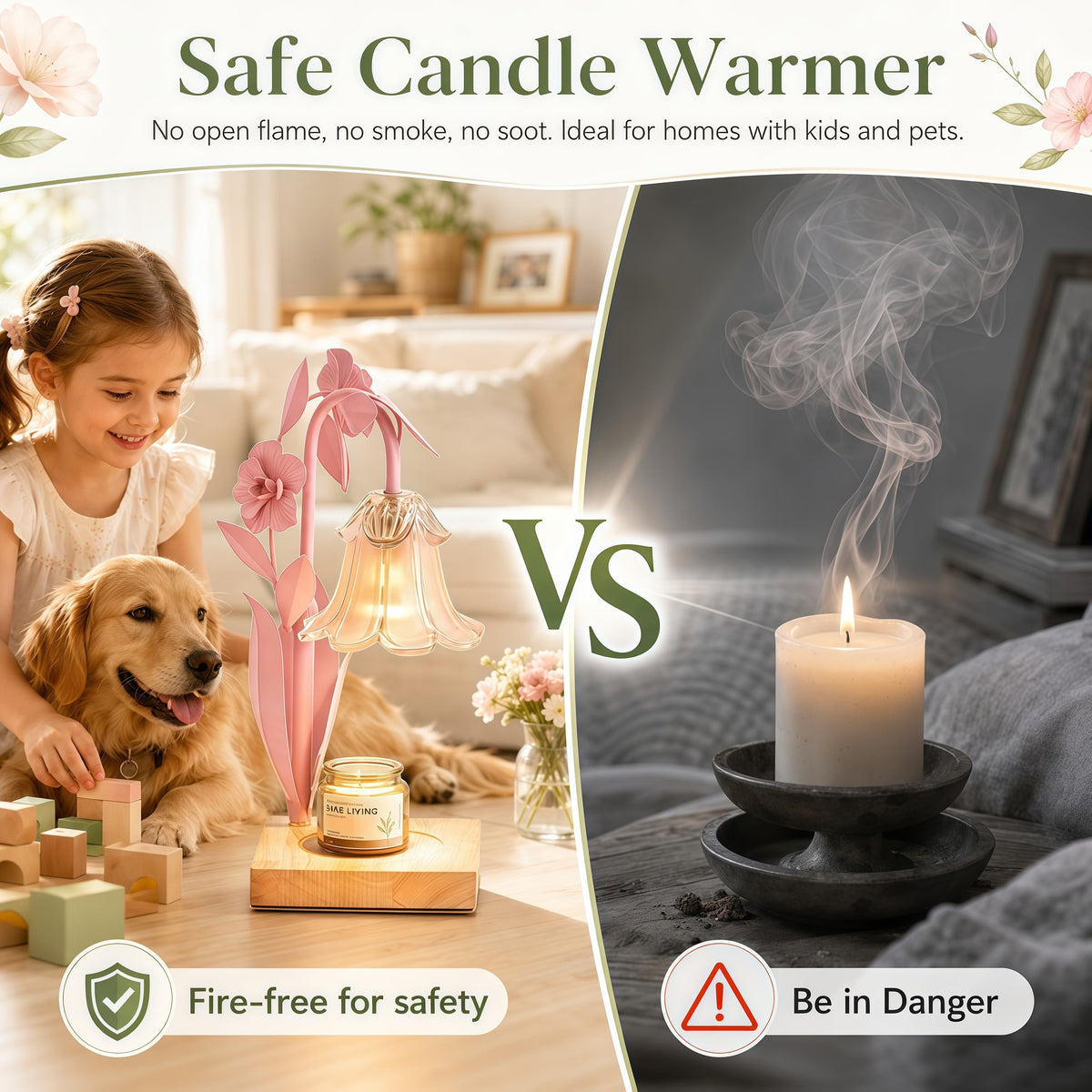 Pink Dimmable Candle Warmer Lamp with Timer D39311