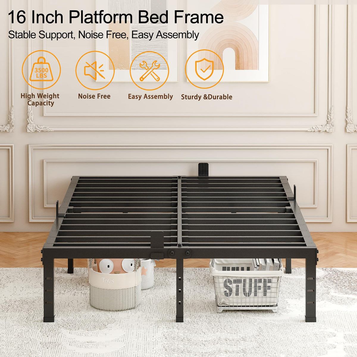 16 Inch Heavy Duty Metal Platform Bed Frame Full Size V7182