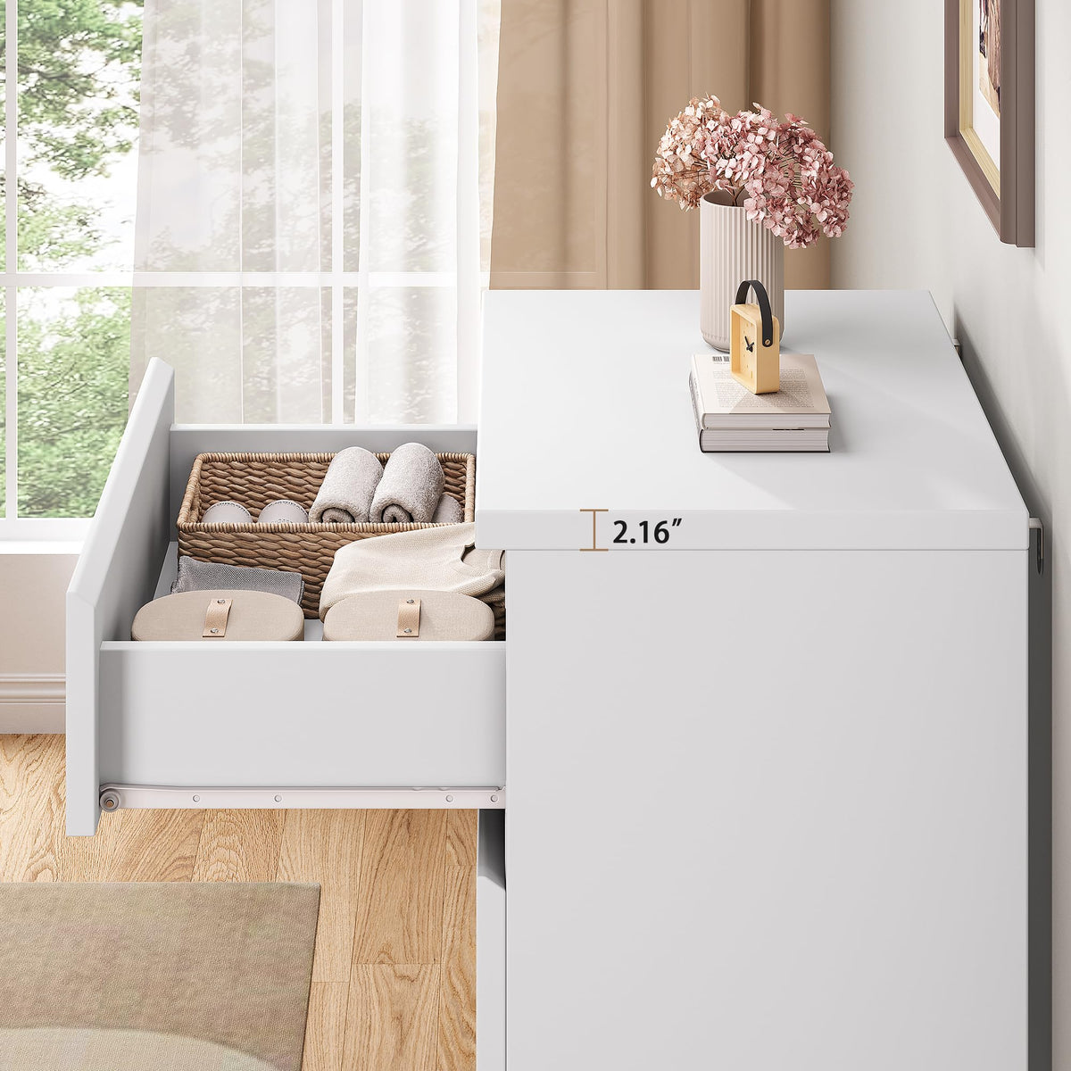 White 4 Drawer Wood Dresser T35717