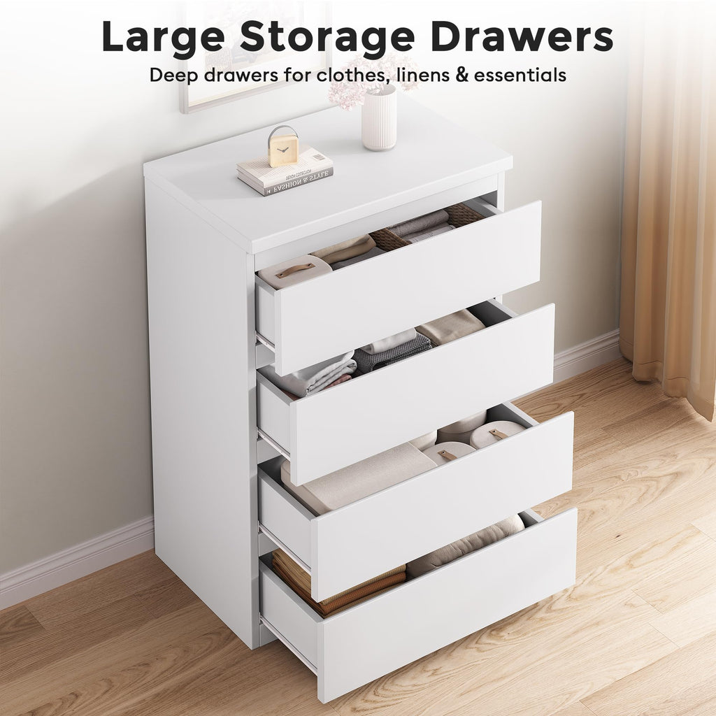 White 4 Drawer Wood Dresser T35717