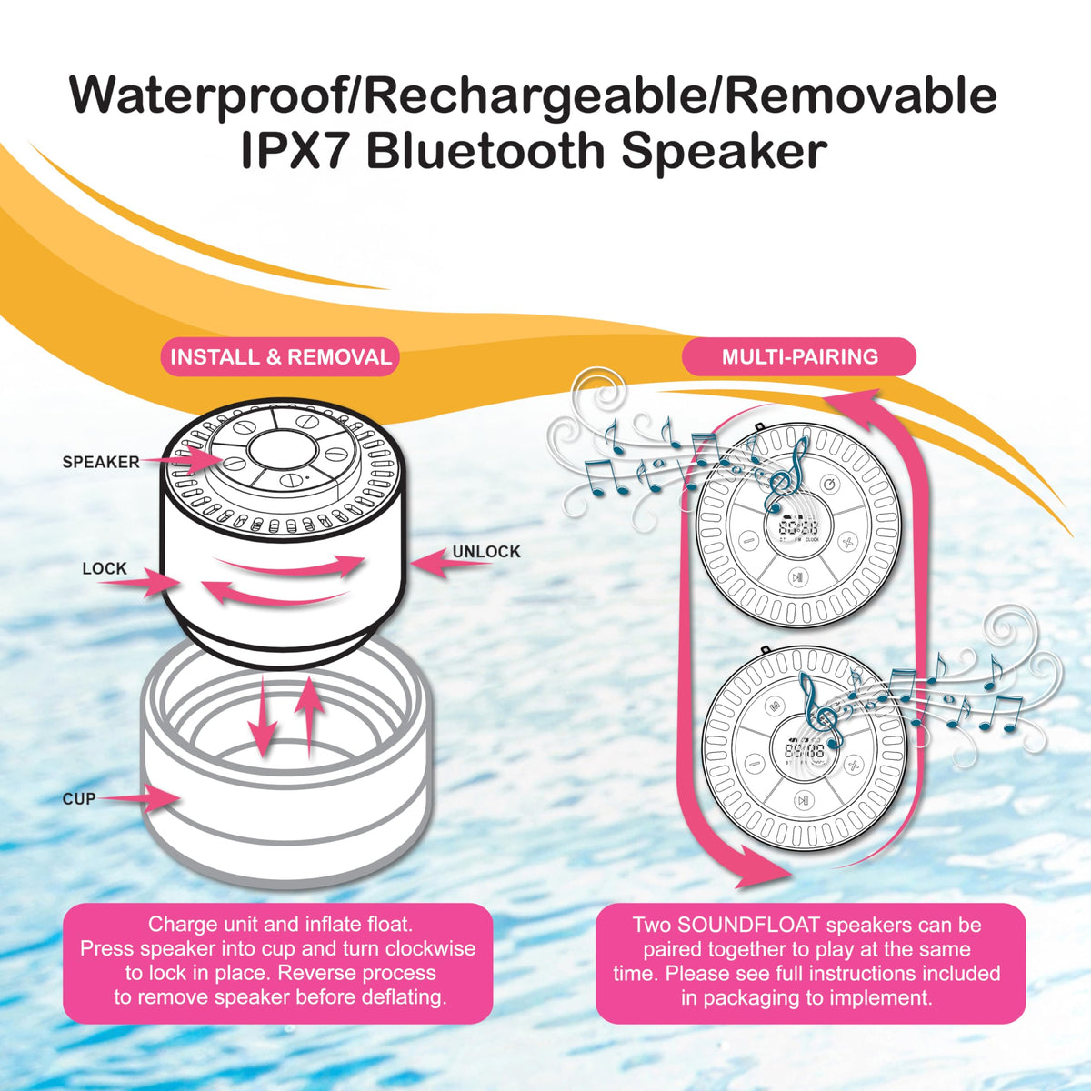 Inflatable Floating Cooler with Lid, Bluetooth Speaker, 6 Cup Holders, 24 Can Capacity L70893