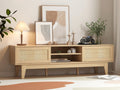Natural Rattan TV Stand with Sliding Doors C19553
