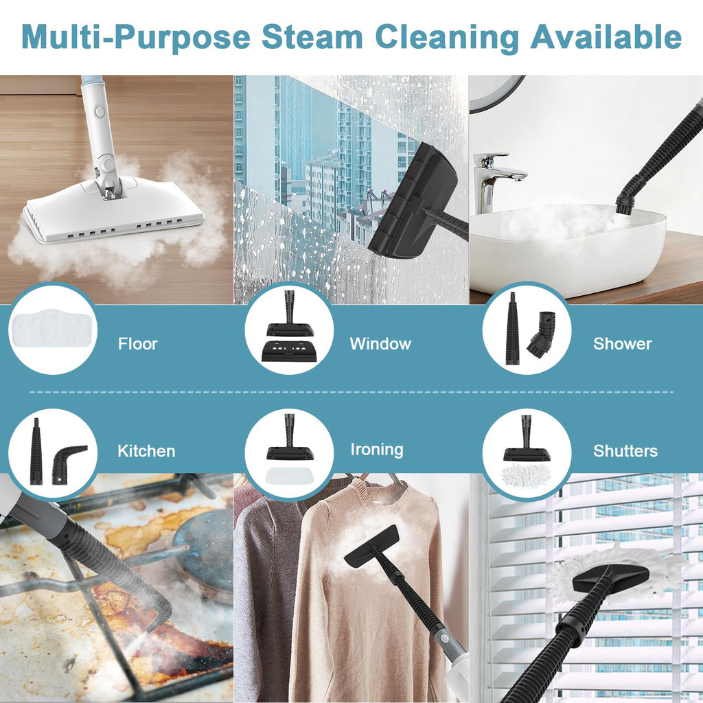 6 in1 Steam Mop Cleaner with 2 Modes, 2 Microfiber Pads, 400ML Removable Tank H728669