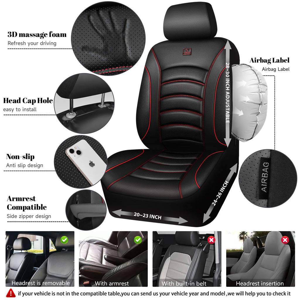 3D Foam PU Leather Car Seat Covers Full Set C89548