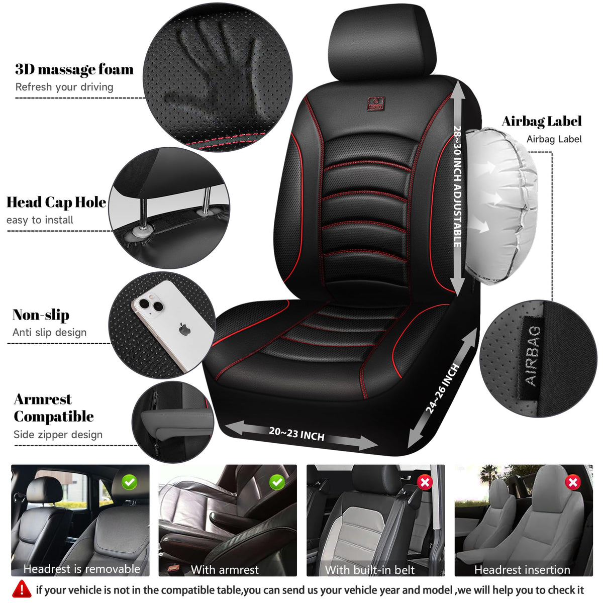 3D Foam PU Leather Car Seat Covers Full Set C89548