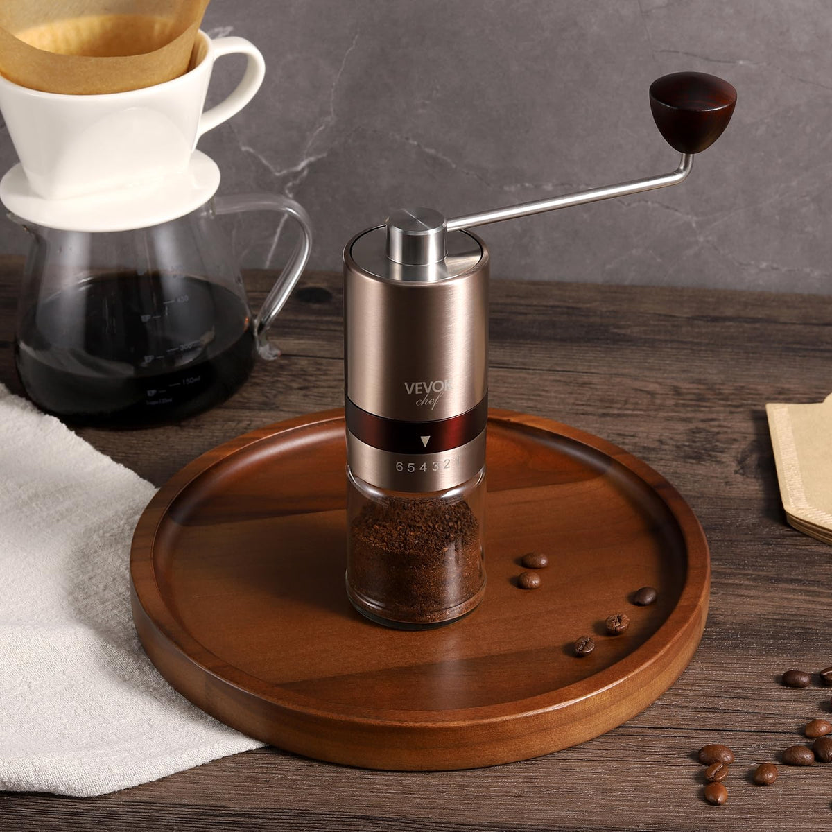 Gold Manual Stainless Steel Burr Coffee Grinder with Portable Bag U723657