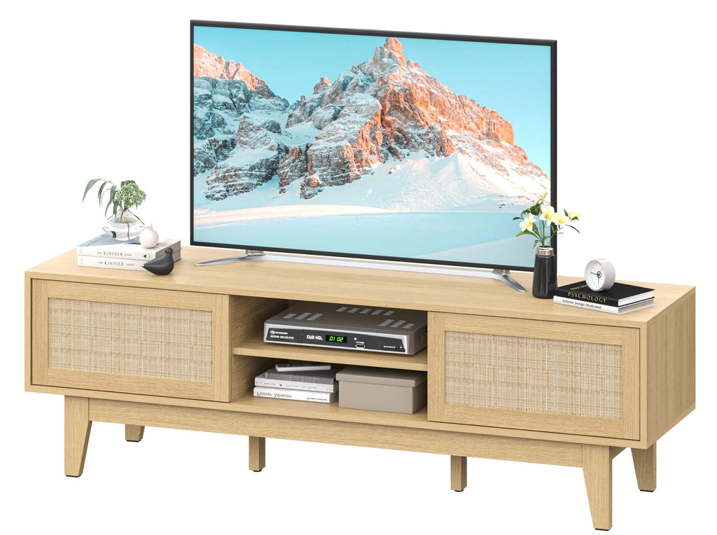 Natural Rattan TV Stand with Sliding Doors C19553