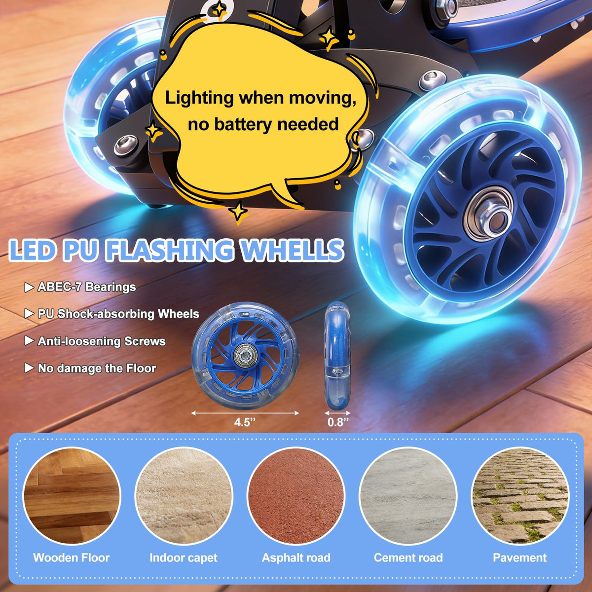 Foldable Metal 3 Wheel Scooter with Adjustable Heights G498