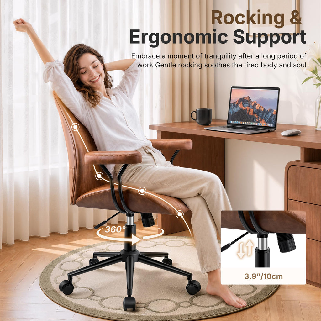Brown Leather Ergonomic Office Chair O5891