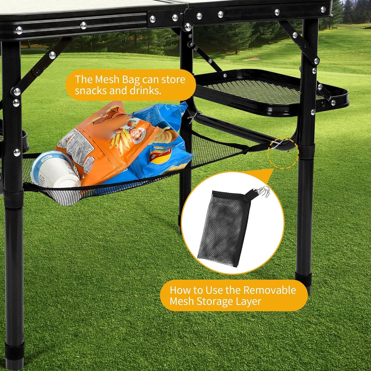 Folding Aluminum Camping Table 3-Height Adjustable with Carry Handle G318