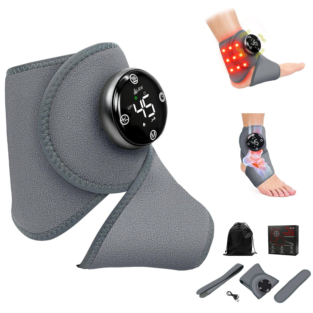 Cordless Heated Foot Massager Wrap with Red Light V90772