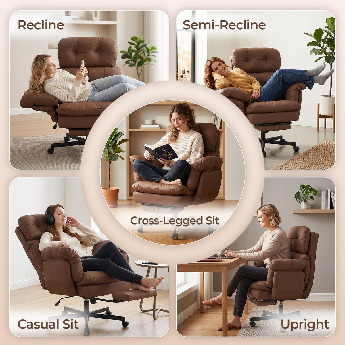 Brown Ergonomic Office Chair with Foot Rest M65019