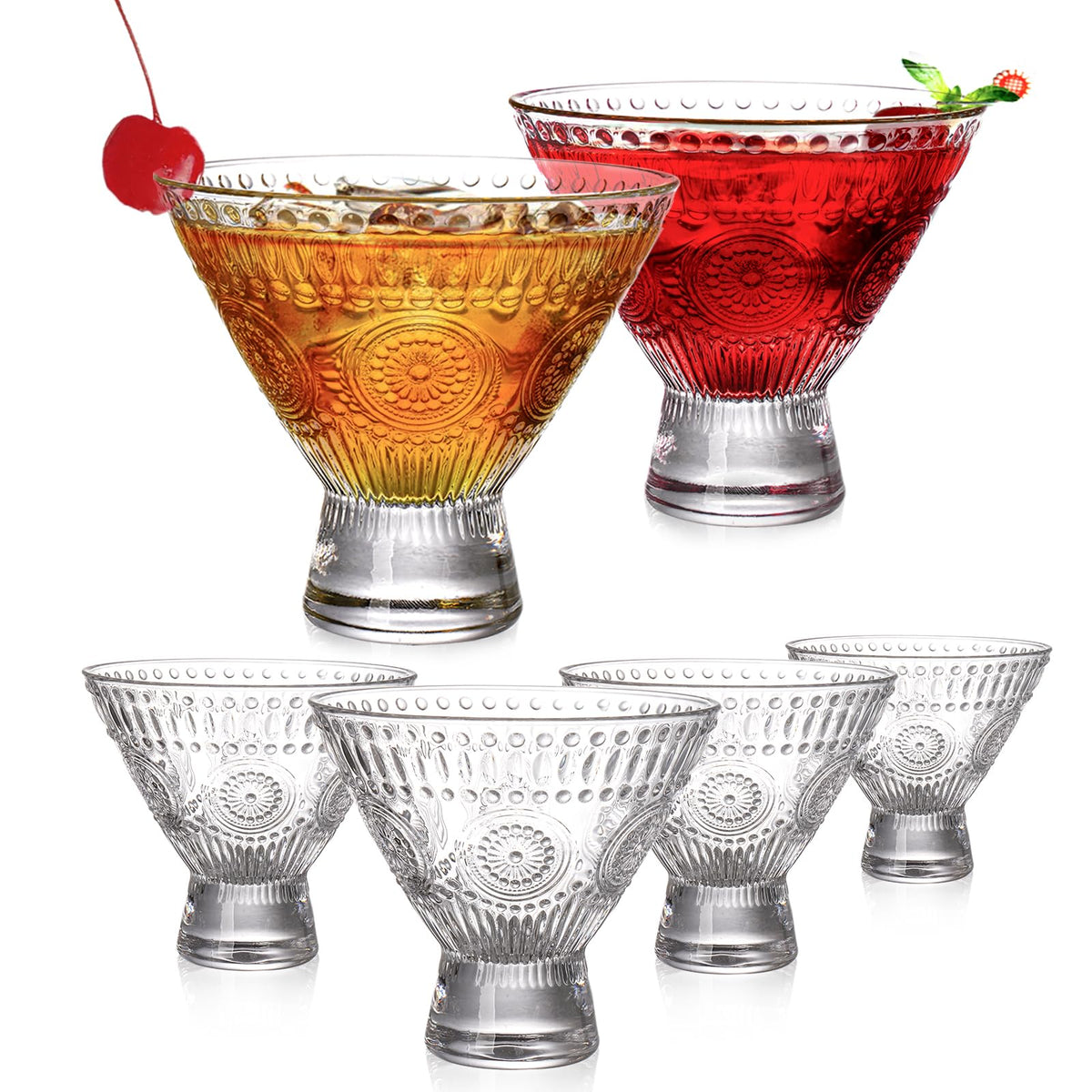 6 Pack 8 oz Stemless Martini Glasses V46490