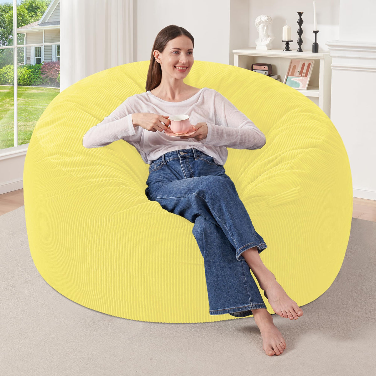 3FT Memory Foam Corduroy Bean Bag Chair B205660