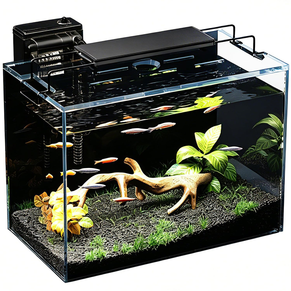 5 Gallon Glass Fish Tank Kit with Filter Light R9211