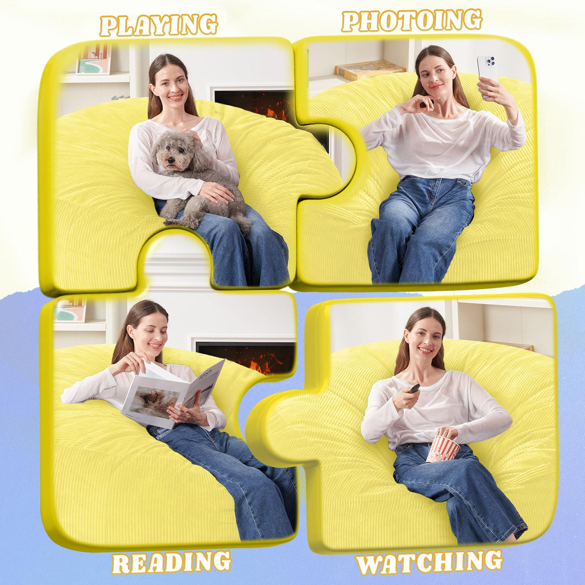 3FT Memory Foam Corduroy Bean Bag Chair B205660