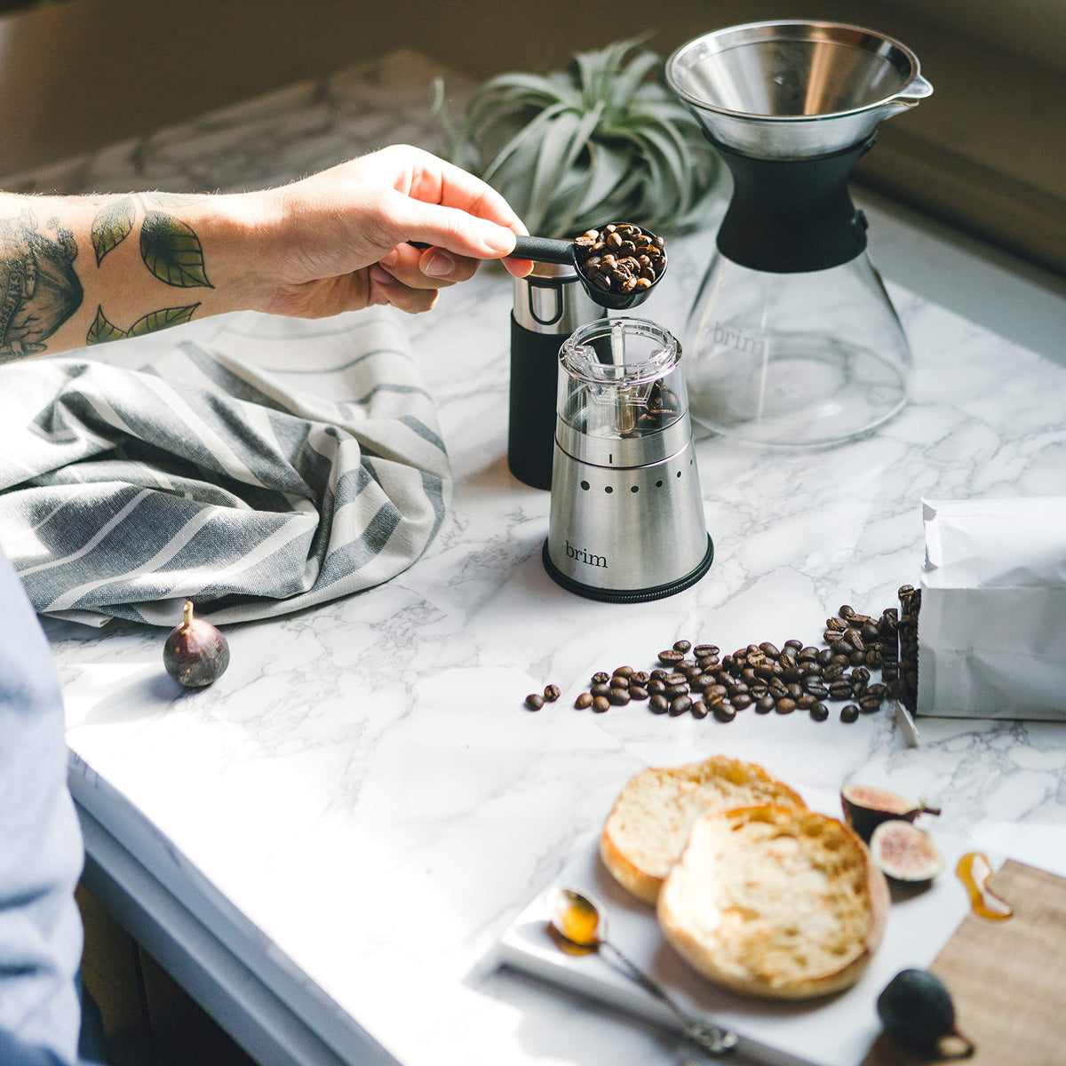 Electric Handheld Burr Coffee Grinder, 9 Grind Settings, Stainless Steel/Black O5786
