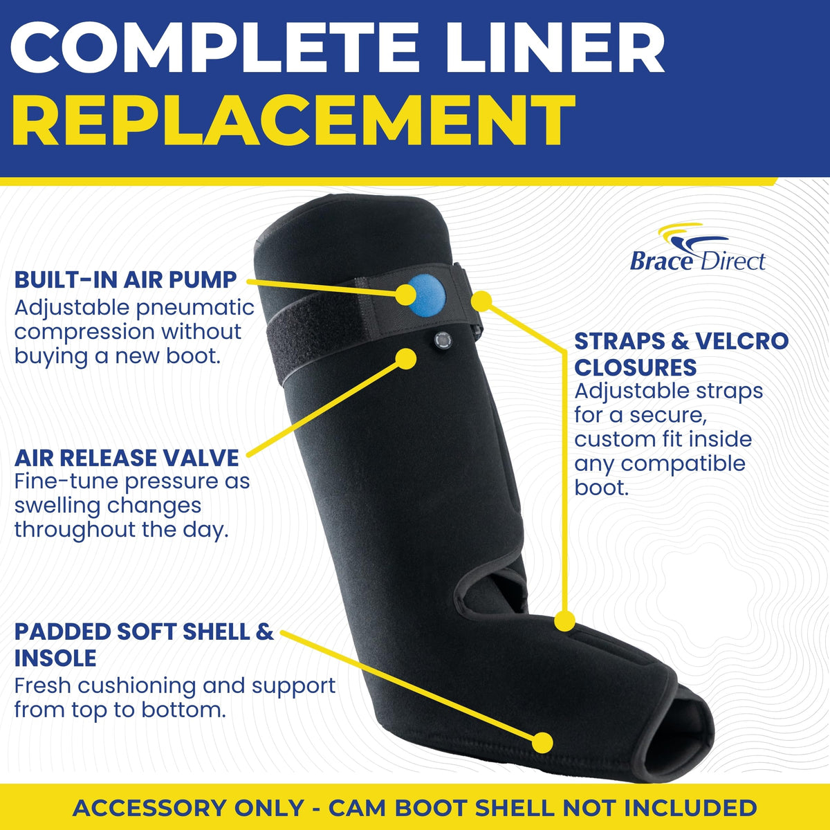 Tall Walking Boot Replacement Liner with Air Pump Bladder C2880