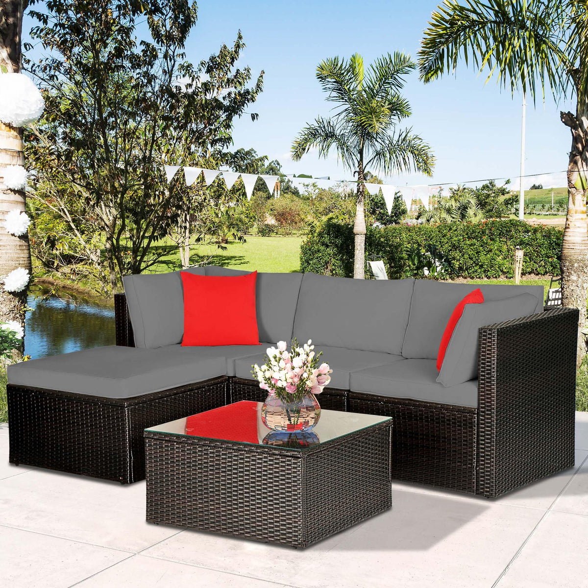 Waterproof Outdoor Couch Cushions 4 Seat Dark Grey V223252