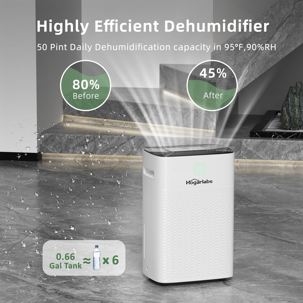 50 Pint Dehumidifier with Drain Hose & Auto Humidity Control V45854