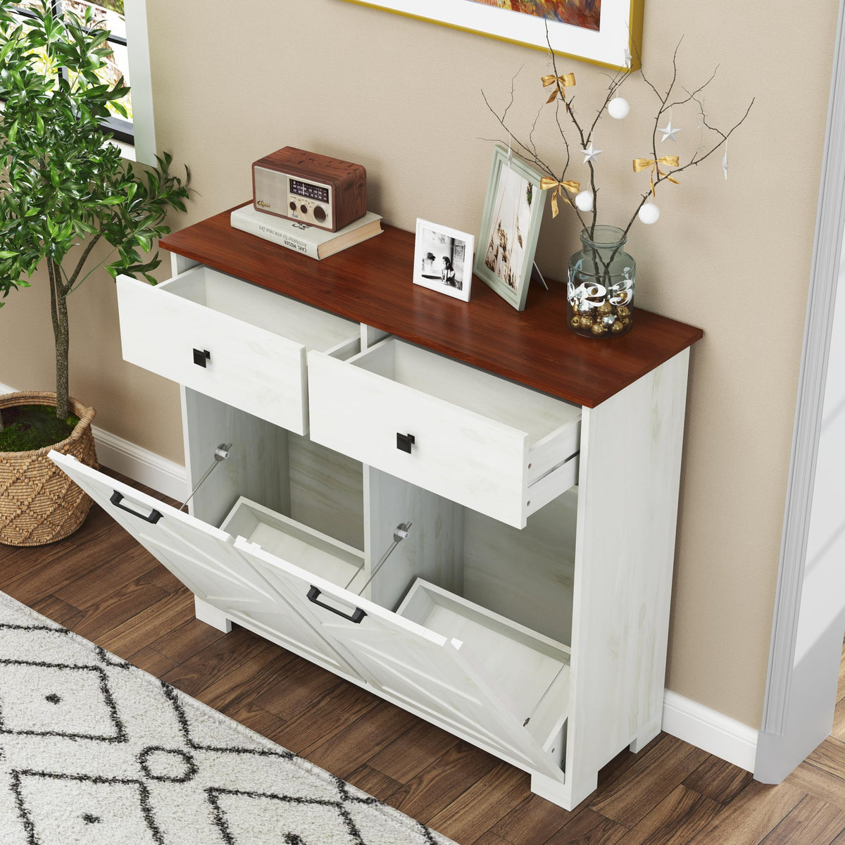 White 20 Gallon Tilt Out Trash Cabinet Q879