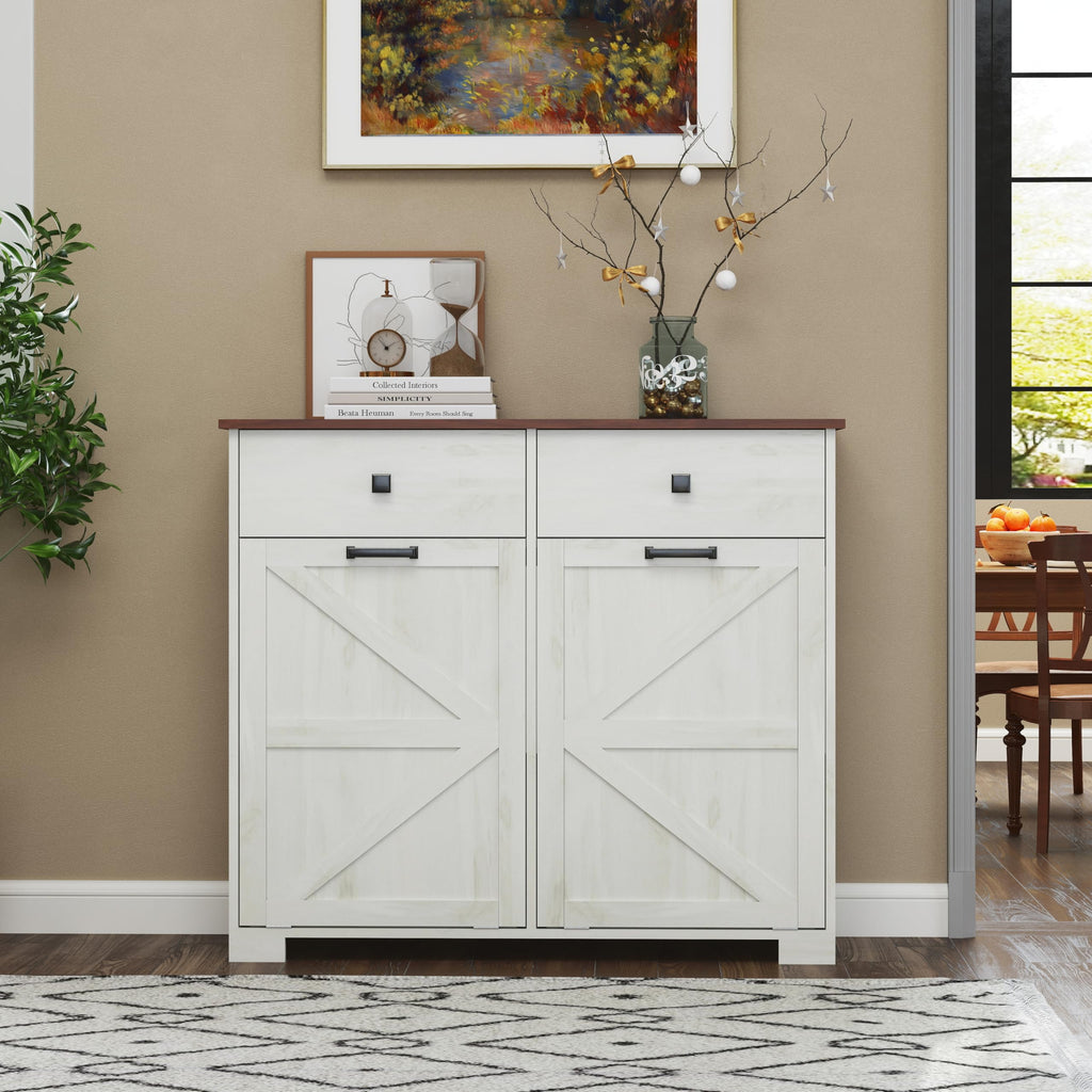White 20 Gallon Tilt Out Trash Cabinet Q879