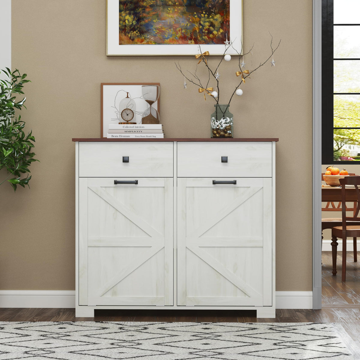 White 20 Gallon Tilt Out Trash Cabinet Q879